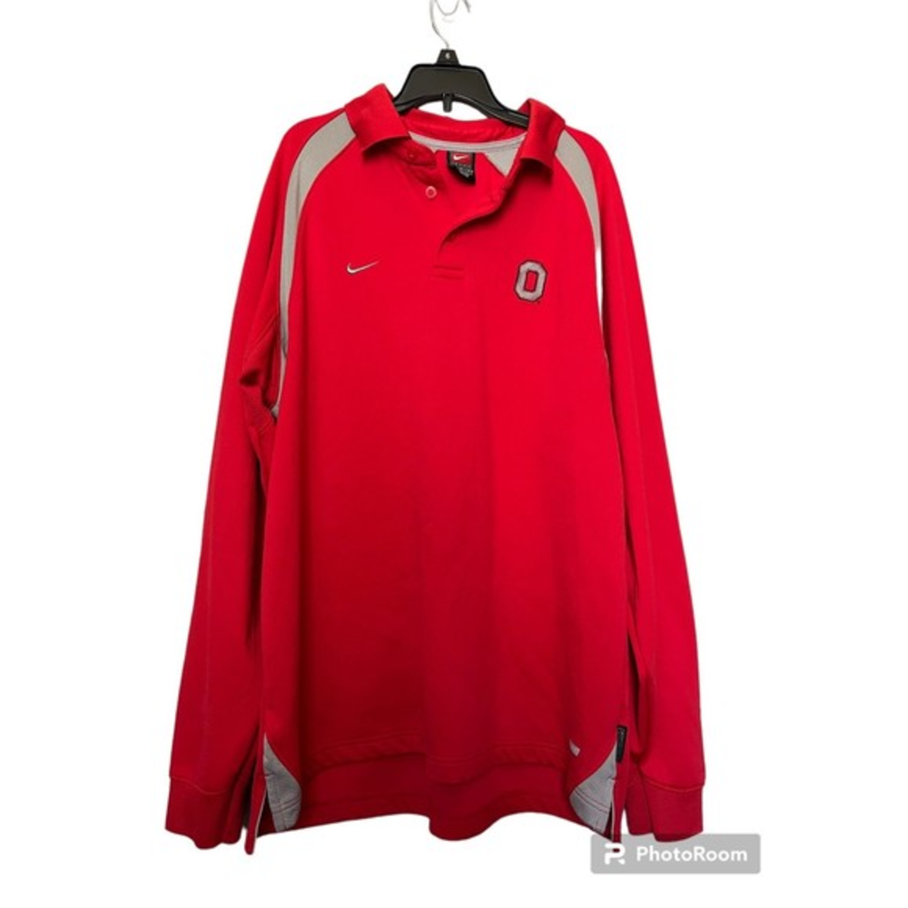 Nike Ohio State long sleeve polo red size L